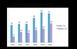 Entwicklung der Primärfallzahlen Darmkrebszentrum 2015 -2020